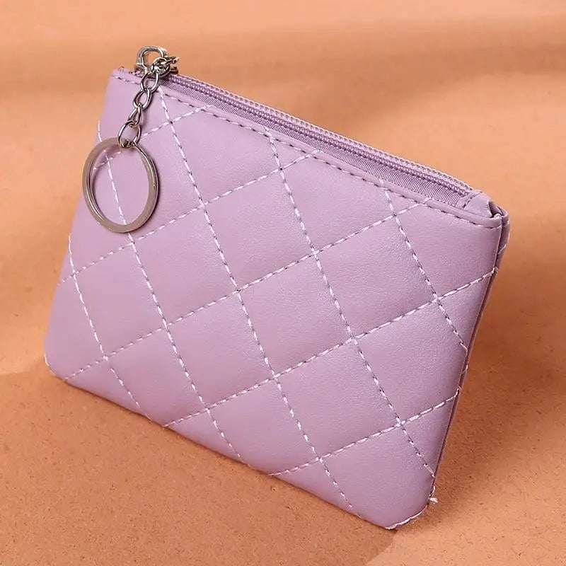 Women PU Leather Zip Coin Wallet Key Chain Fashion Small Purse Money short Change Pouch Coin Purse
