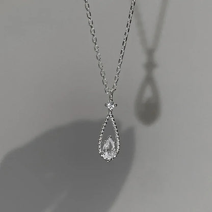New Women 925 Sterling Silver Jewelry Zircon Fine Round Pendant Necklace Fashion Rhinestone Clavicle Chain Neck Birthday Gift