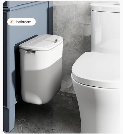 Bathroom Trash Can Wall Mounted Hanging Trash Bin With Lid Waterproof Narrow Seam Rubbish Bin Toilet Waste Garbage Bin 7/9L