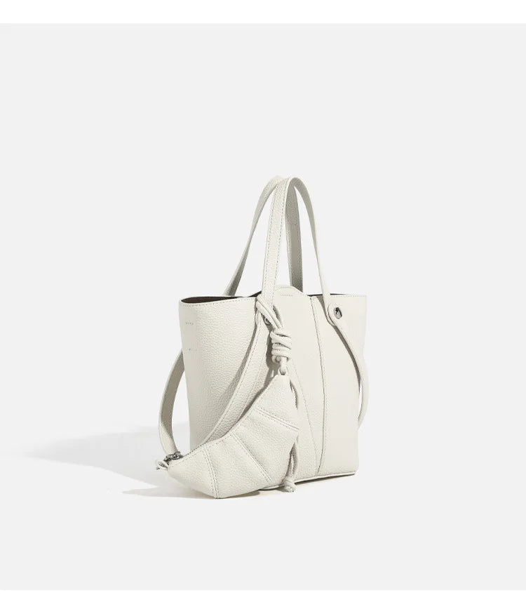 Designer PU Leather Bucket Bag Women Fashion Two-in-One Shoulder Crossbody Top Handle Convertible Purse High Quality