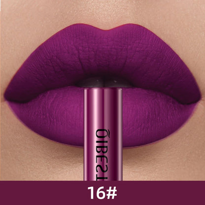 QIBEST 24 Colors Liquid Lipstick Ultra Matte Velvet Long Lasting Women Beauty Red Nonstick Cup Waterproof Lip Gloss Nude Makeup