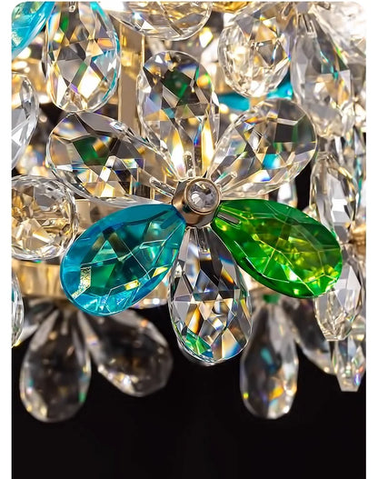 Bedroom Bedside Lamp Crystal Small Chandelier French Flower Light Luxury Entrance Cabinet Restaurant Cloakroom Hanging Line Lamp