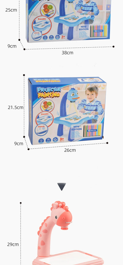 Kids Painting Board Toys Children LED Projector Art Painting Table Desk Arts Toy  Educational Learning Paint Tool Toy For Girl