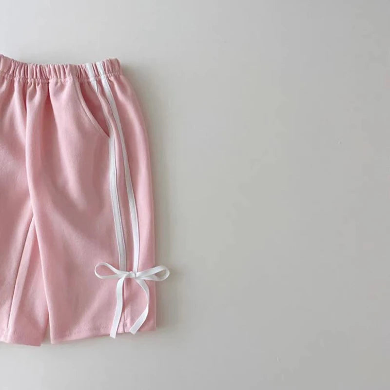 MILANCEL 2024 Autumn Children's Clothing 0-5Y Girls Bow Hoodies and Pants Set Kid's Sports Pullover Suit Sweatshirt 2Pcs