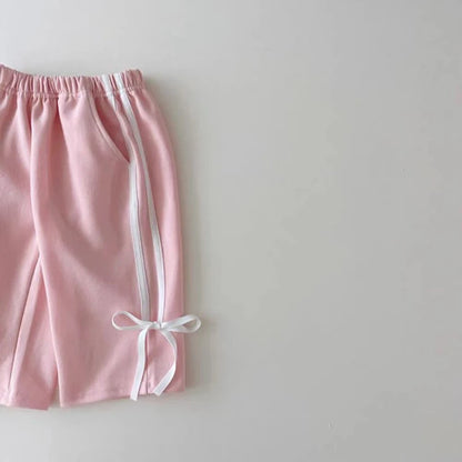 MILANCEL 2024 Autumn Children's Clothing 0-5Y Girls Bow Hoodies and Pants Set Kid's Sports Pullover Suit Sweatshirt 2Pcs