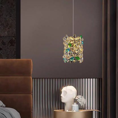 Bedroom Bedside Lamp Crystal Small Chandelier French Flower Light Luxury Entrance Cabinet Restaurant Cloakroom Hanging Line Lamp
