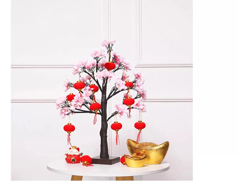 Living Room Interior Decoration Peach Tree Lantern Luminous Decorative Tree Moving into the New House Living Room Desktop Layout