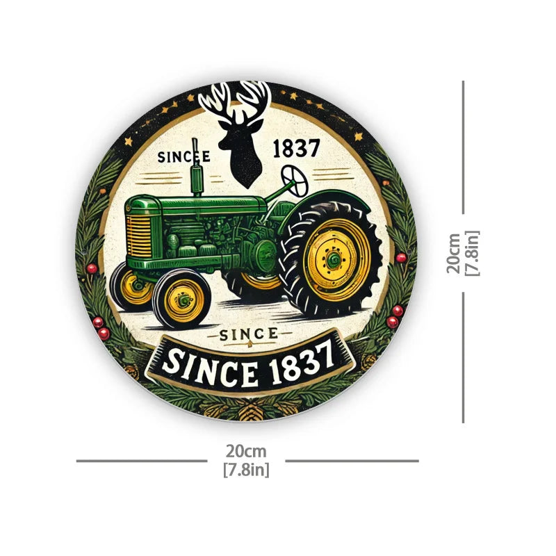 Antique Green Tractor Metal Sign, Wall Hanging Decor, No Electricity Needed, Ideal for Entryway,Kitchen - Since 1837 Design