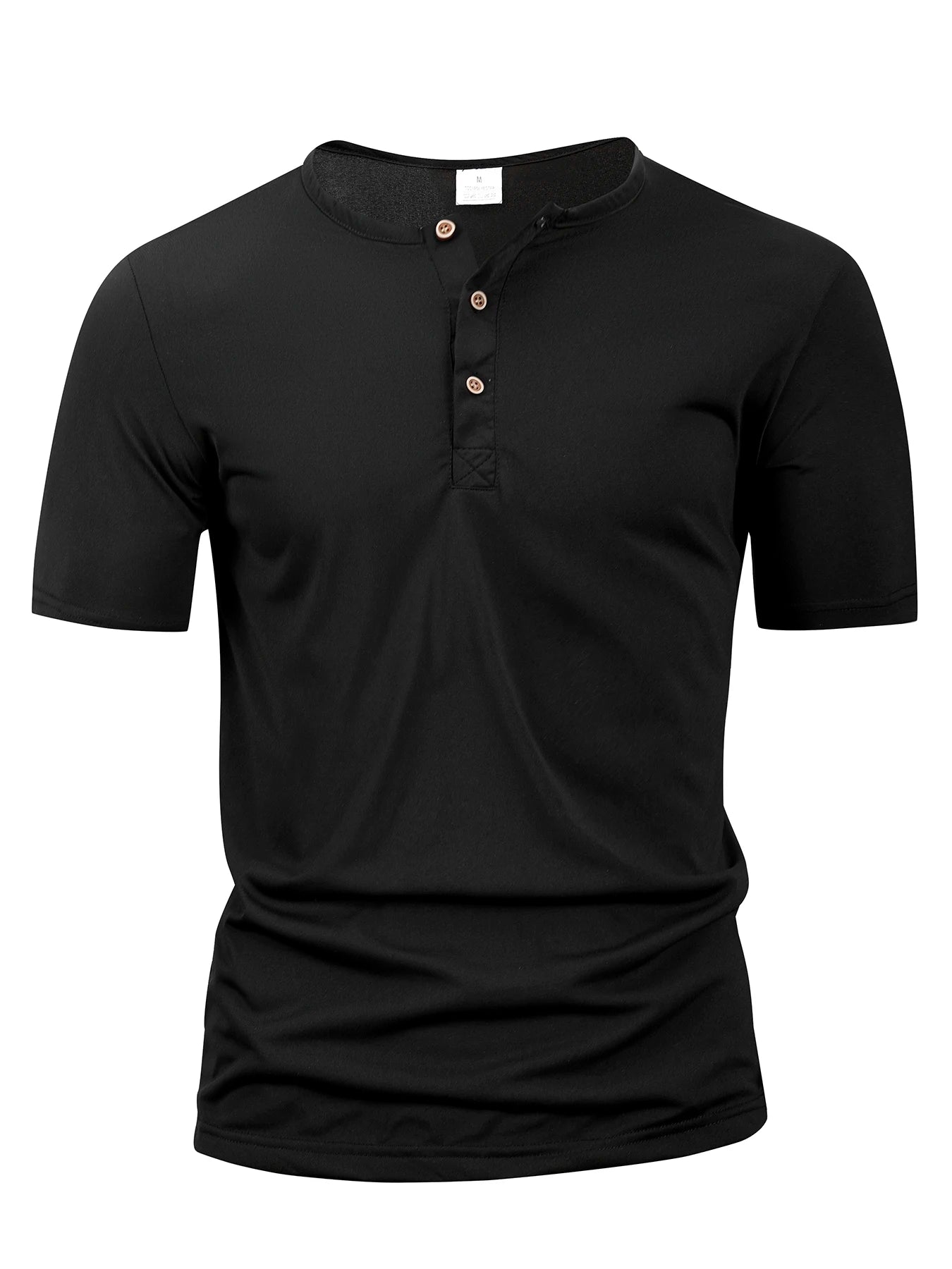 Summer Men Henley Collar T-shirts Button Slim Casual Male Solid Color Short Sleeve Men Sports T-shirt Polo shirt Tops