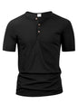 Summer Men Henley Collar T-shirts Button Slim Casual Male Solid Color Short Sleeve Men Sports T-shirt Polo shirt Tops