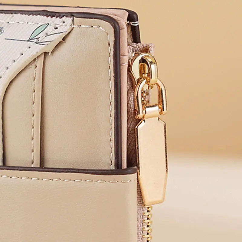 PU Leather Short Wallet Women Multi-Cards Zipper Coin Purse Hasp Small Flowers Card Bag Wallet Zipper Hasp For Girl