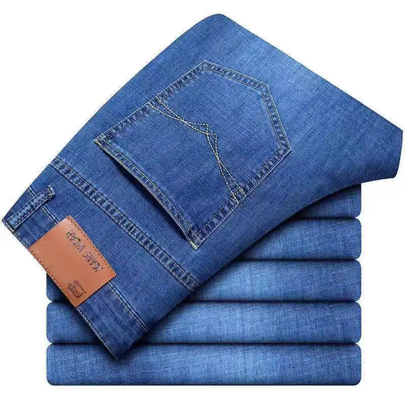 2025 Men NEW Men's Fashion Business Jeans Classic Style Casual Stretch Slim Jean Pants Male Brand Denim Trousers Black Blue Mens