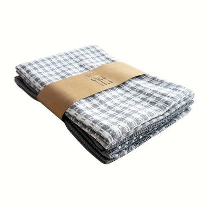 3-piece set of soft, absorbent kitchen towels – large, durable waffle-knit scrubbing cloths