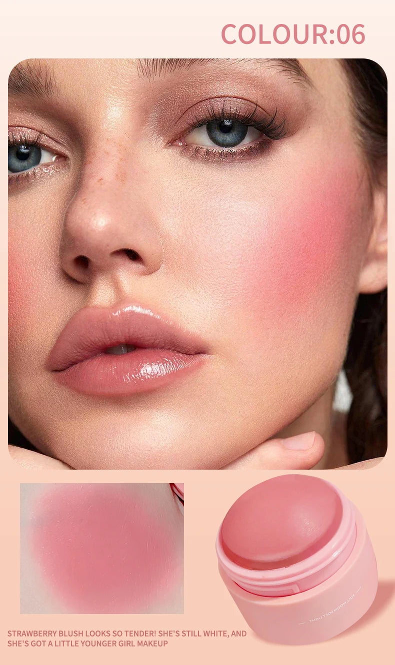 6 colors Waterproof Blush Cream - Long-Lasting, Multi-Use Makeup for Women