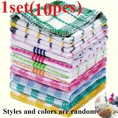 10pcs Dish Towels Featuring a Nest Design. They Dry Rapidly, Possess Excellent Water Absorption, Are Suitable for Hand Washing