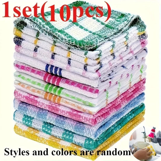 10pcs Dish Towels Featuring a Nest Design. They Dry Rapidly, Possess Excellent Water Absorption, Are Suitable for Hand Washing