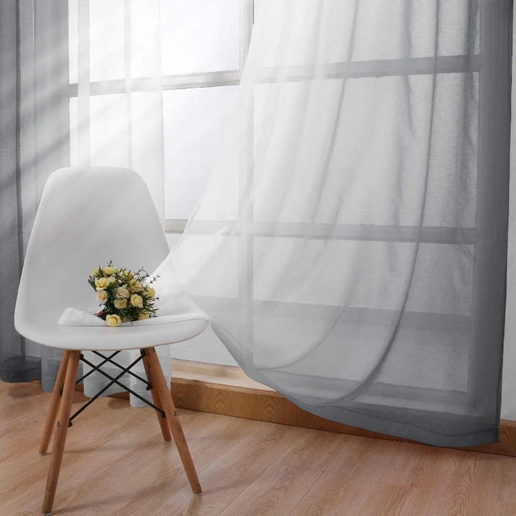 Blackout Curtains for Bedroom Faux Grommet Light Filtering Semi Sheer Gradient Window Curtain for Living Room Heat Blocking