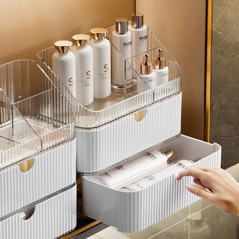 Bathroom Storage Boxes Transparent  Cosmetics Dormitory Accessories Organizer Modern Style Convenient Organization Home