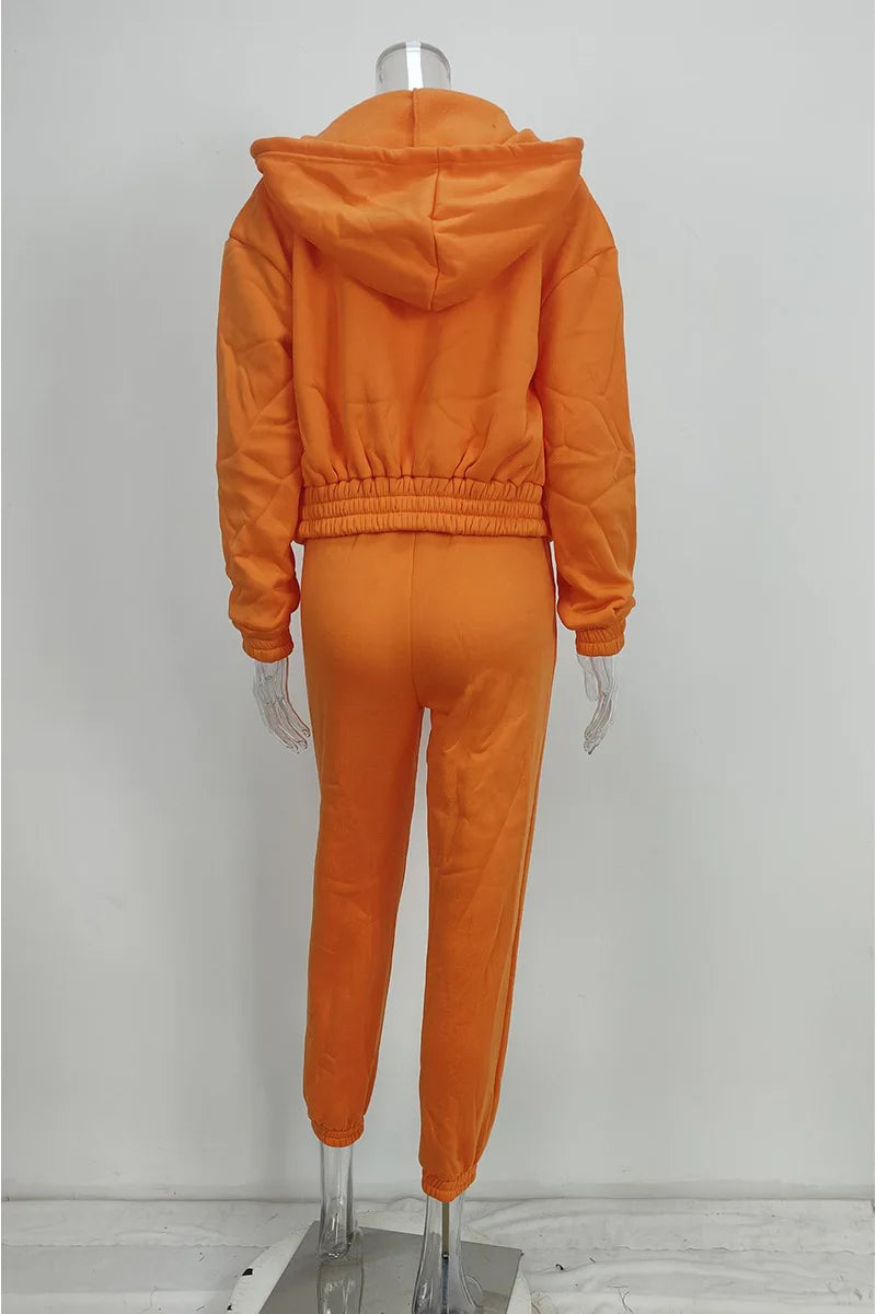 Women's 3-piece Trousers Velvet Hooded Sweatshirt Sports Casual Outfit Casual Long Sleeve Ribbed High Waist Pant Suits Sporty