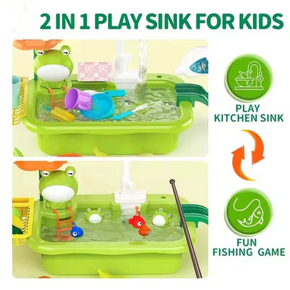 Kids Kitchen Sink Dishwasher Play Set Toys Water Running Pretend Food Fishing Toys Role Play Kids Birthday Gifts Imaginative Fun
