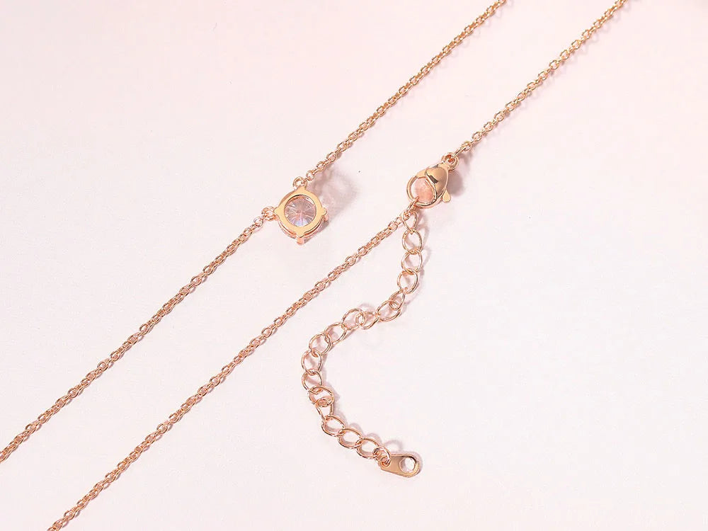 New Jewelry Small Crystal Pendant Necklaces For Women Shiny Zirconia Necklace For Female Wedding Engagement Birthday Gifts N415