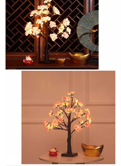 Living Room Interior Decoration Peach Tree Lantern Luminous Decorative Tree Moving into the New House Living Room Desktop Layout