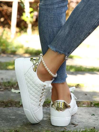 2024 Women Sneakers Tennis Platform Shoes for Women Comfort Casual Flat Tenis Woman Lace-up White Sports Women Vulcanized Shoes