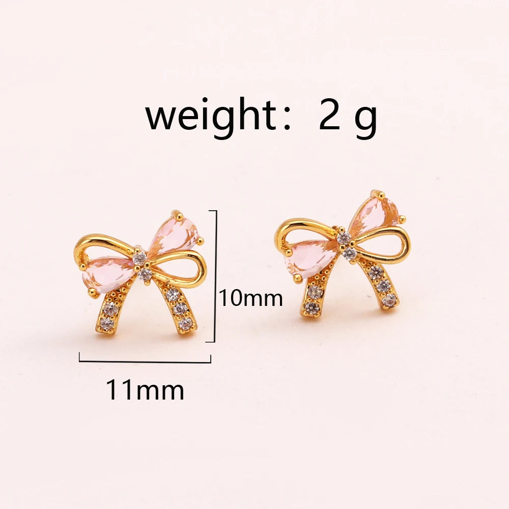 Y2K Exquisite Sweet Pink Zircon Bowknot Love Heart Chain Bracelet For Women Girls Party Birthday Jewelry Gift
