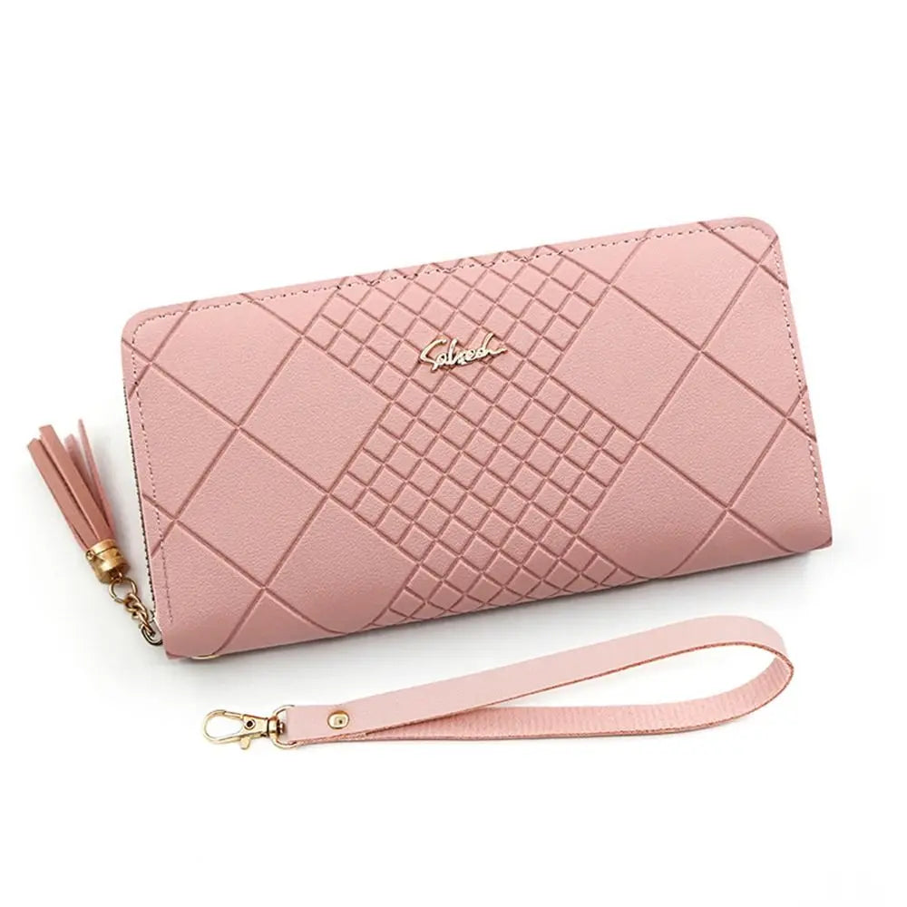 Women Fashion PU Leather Coin Purse Long Zipper Card Holder Large Capacity Wallet HandBags Money Pocket Phone Bag Wristlet Bags