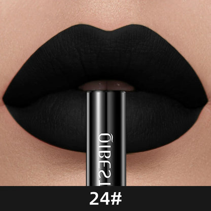 QIBEST 24 Colors Liquid Lipstick Ultra Matte Velvet Long Lasting Women Beauty Red Nonstick Cup Waterproof Lip Gloss Nude Makeup