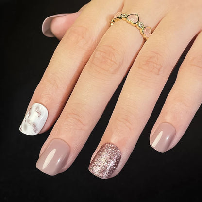 24pcs Casual Short Square Fake Nails Art Lavender Nail Romantic Colors Removable Full Cover Press on Nails Womens Nail Products