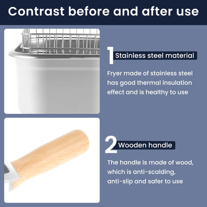 Stainless Steel Deep Fryer Pot set with Basket and Fried Mesh and Steam Rack Square Deep Frying Pot Multifunctional Cooking Pan