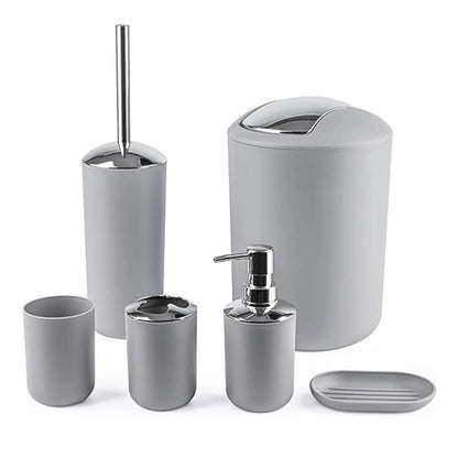 Bathroom Accessory Set,6 Piece Gift Set,Toothbrush Holder,Toothbrush Cup,Soap Dispenser,Soap Dish,Toilet Brush Holder,Trash Can