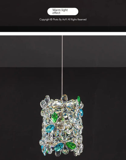Bedroom Bedside Lamp Crystal Small Chandelier French Flower Light Luxury Entrance Cabinet Restaurant Cloakroom Hanging Line Lamp