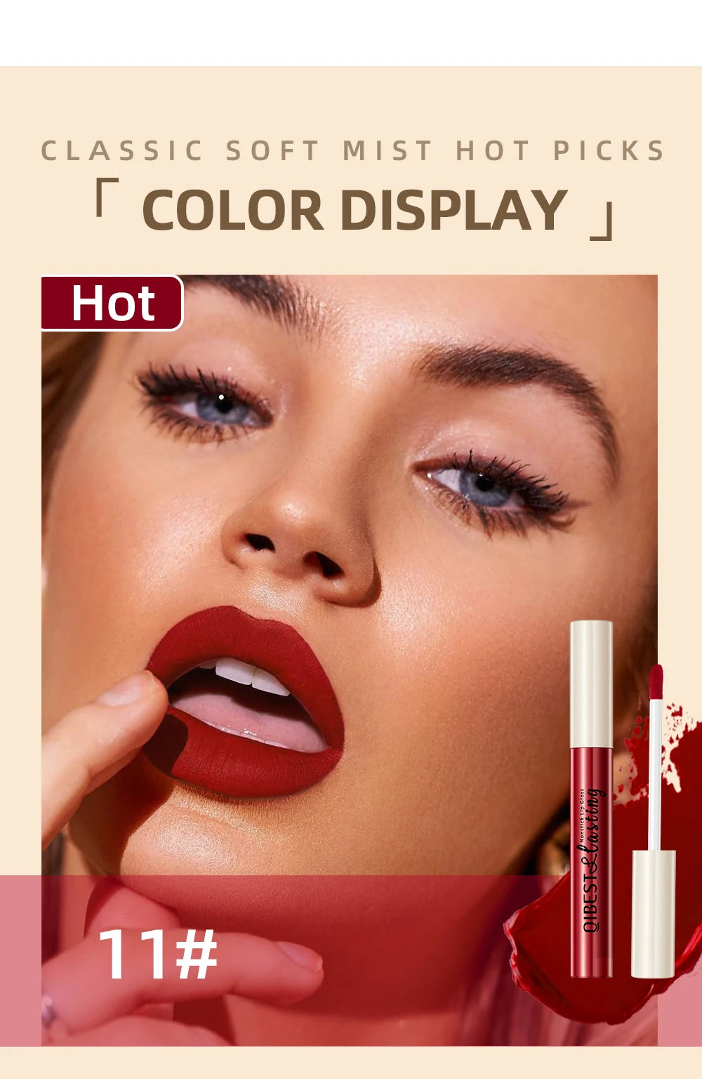 QIBEST 24 Colors Liquid Lipstick Ultra Matte Velvet Long Lasting Women Beauty Red Nonstick Cup Waterproof Lip Gloss Nude Makeup