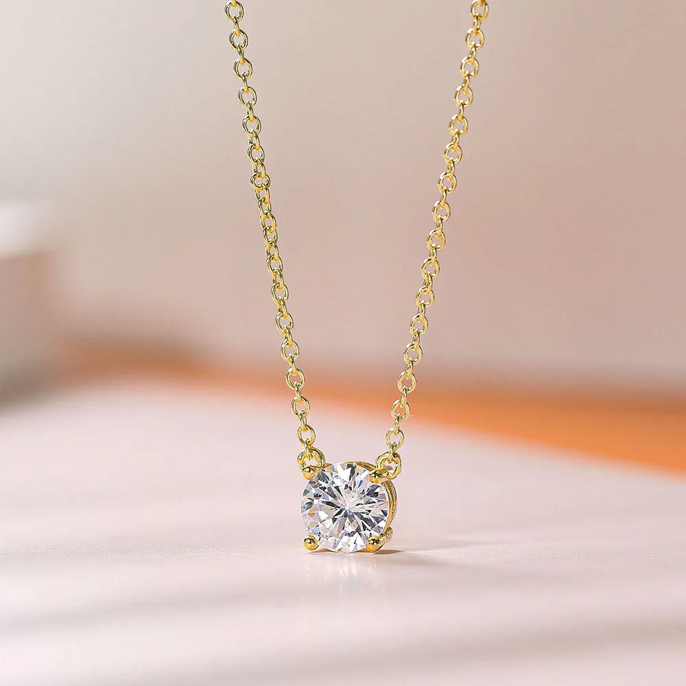 New Jewelry Small Crystal Pendant Necklaces For Women Shiny Zirconia Necklace For Female Wedding Engagement Birthday Gifts N415