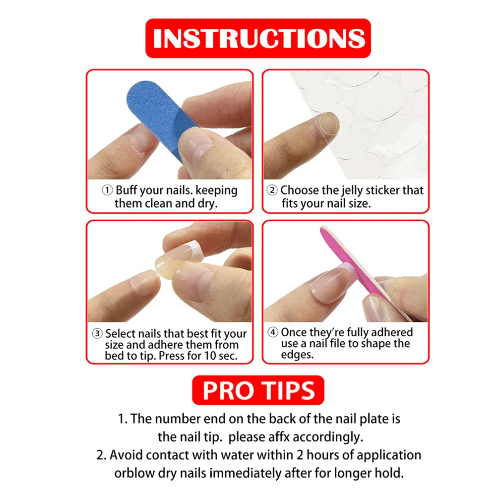 24Pcs/Set Women Girls Short French Light Blue Pink Dual Color Glossy Surface Full Coverage Wearable Fake Nail Press on Nail Art