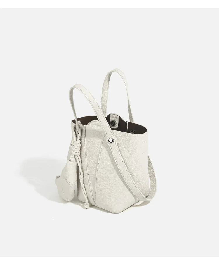 Designer PU Leather Bucket Bag Women Fashion Two-in-One Shoulder Crossbody Top Handle Convertible Purse High Quality