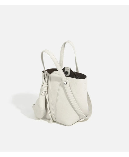 Designer PU Leather Bucket Bag Women Fashion Two-in-One Shoulder Crossbody Top Handle Convertible Purse High Quality