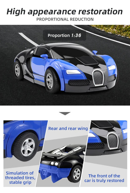 Kids Toys One-key Deformation Car  Automatic Transform Robot Diecasts Toy Funny Mini 2 In 1 Plastic Model Car Amazing Gifts Boys