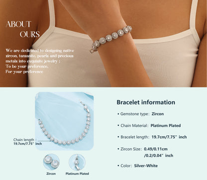 Luxury Zircon Chunky Bracelets For women Round Zirconia Stone Wedding Engagement Women Bracelet Jewelry Gift