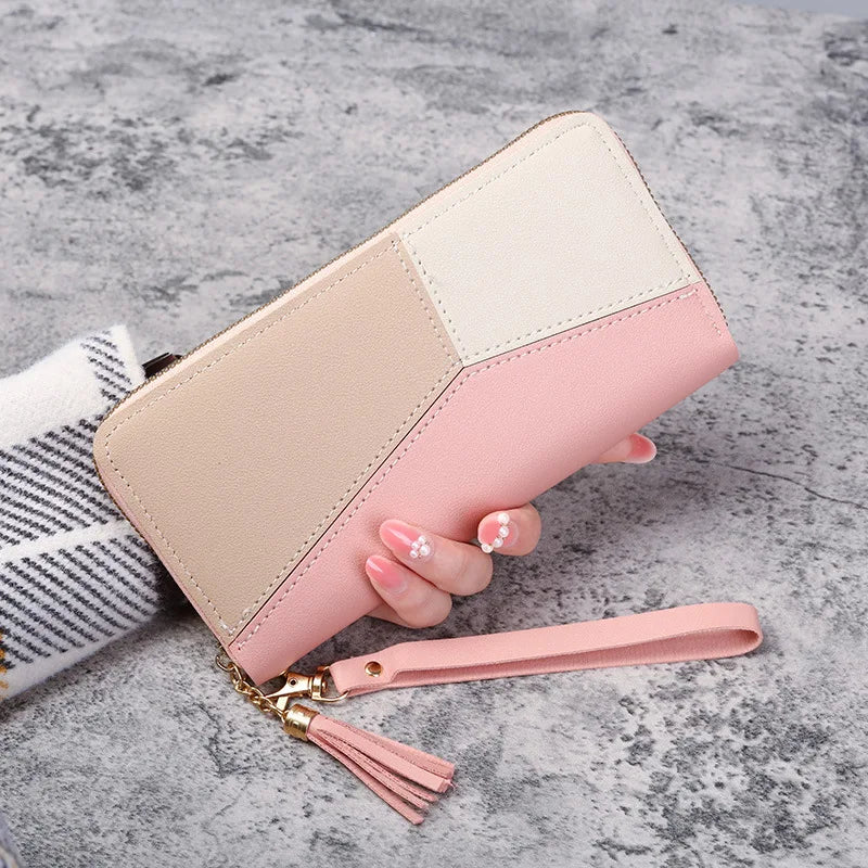 PU Leather Billfold Wallet Case Bag Girls Women's Fashion Zipper Wallets  Long Purses Handbags Coin Purse Cards Holder