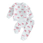 Toddler Baby Girl Clothes Long Sleeve Bow Print Ruffle Sweatshirt Pants Newborn Set Clothes 2PCS Outfits