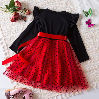 Elegant New Girl Embroidery Flower Girl Dresses for Wedding Autumn Winter Long Sleeve Princess Birthday Party Clothing 3-8Yrs