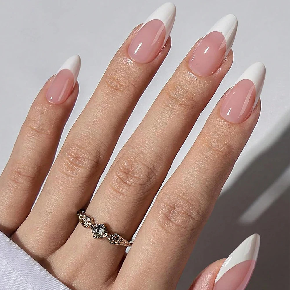 360/150pcs/box Nude Pink Almond French False Nails White Tip Design Short Wearing Fake Nails Women Nails Press On Nails Manicure