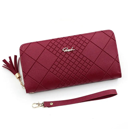 Women Fashion PU Leather Coin Purse Long Zipper Card Holder Large Capacity Wallet HandBags Money Pocket Phone Bag Wristlet Bags