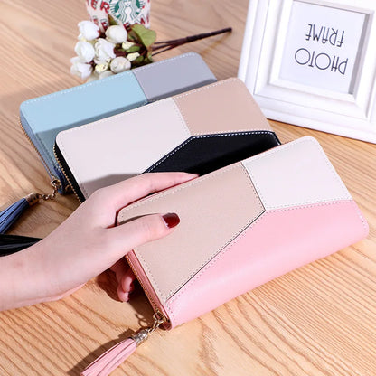 PU Leather Billfold Wallet Case Bag Girls Women's Fashion Zipper Wallets  Long Purses Handbags Coin Purse Cards Holder