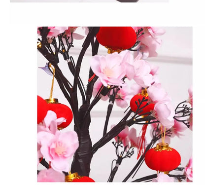 Living Room Interior Decoration Peach Tree Lantern Luminous Decorative Tree Moving into the New House Living Room Desktop Layout