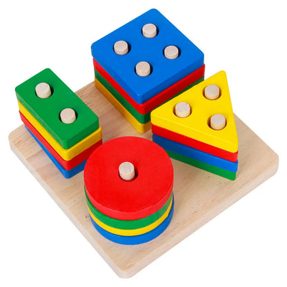 Baby Educational Toys Wooden Puzzle Baby Sorting Toy Stacking Blocks Wooden Toy Early Learning Toy Kids
