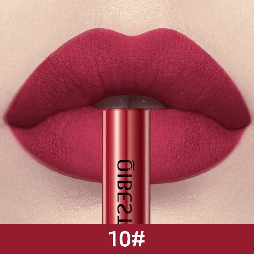 QIBEST 24 Colors Liquid Lipstick Ultra Matte Velvet Long Lasting Women Beauty Red Nonstick Cup Waterproof Lip Gloss Nude Makeup